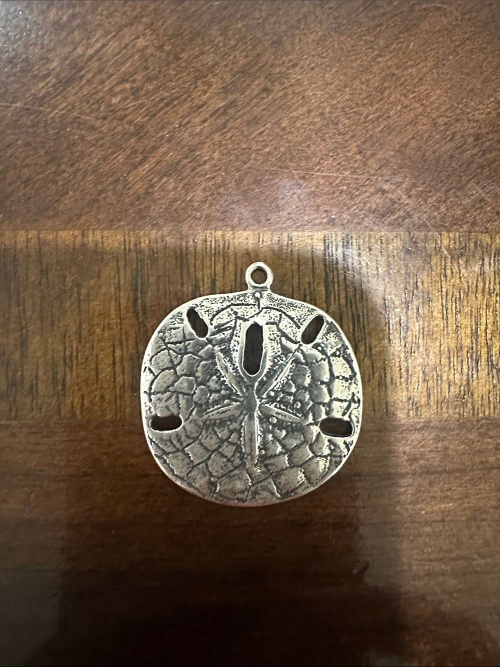 Sand Dollar Pendant Charm in Antiqued Silver Tone